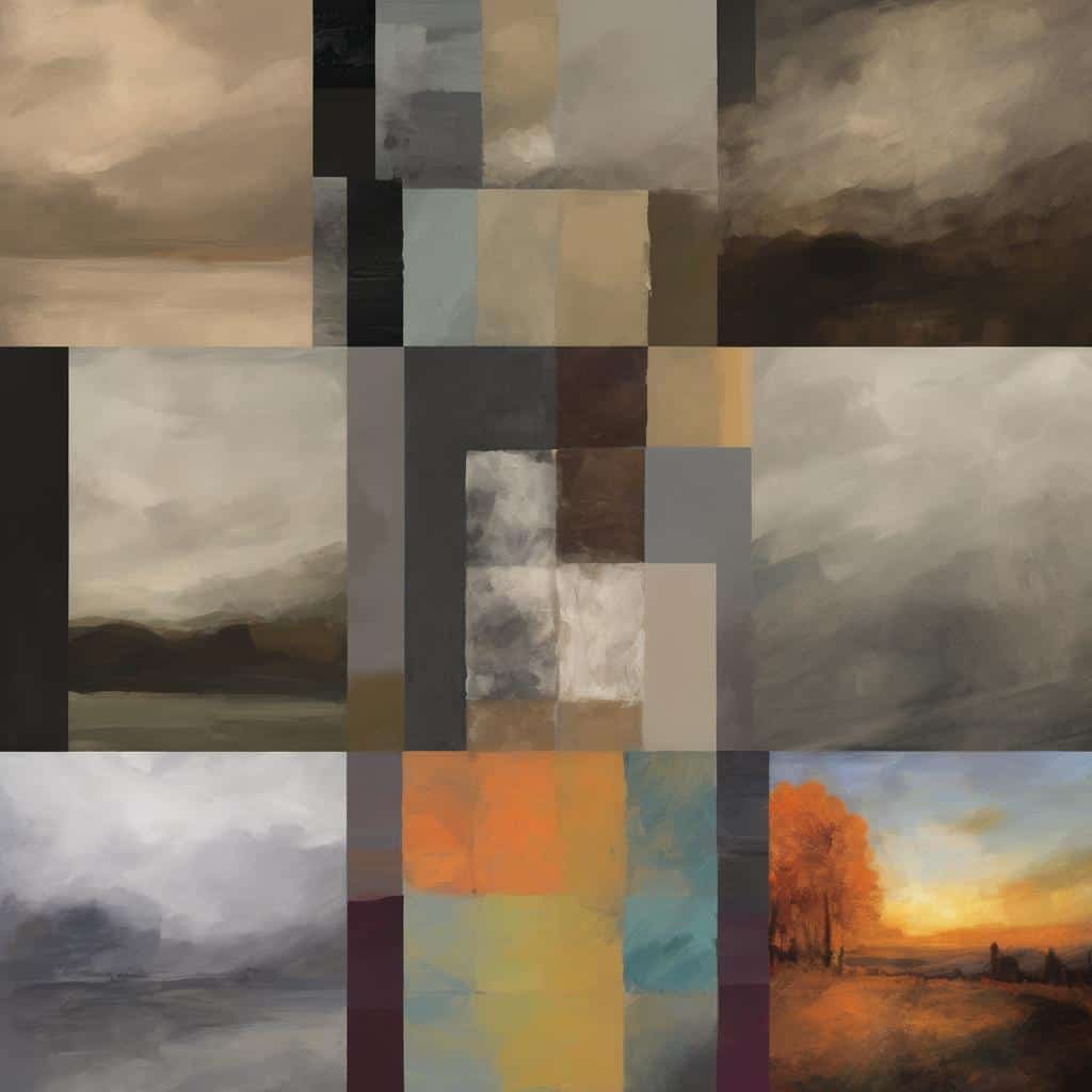 Ουράνια τοπία και καλλιτεχνικές αποχρώσεις σε πίνακες ζωγραφικής, ιδανικά για τους λάτρεις της τέχνης και του δημιουργικού κόσμου.