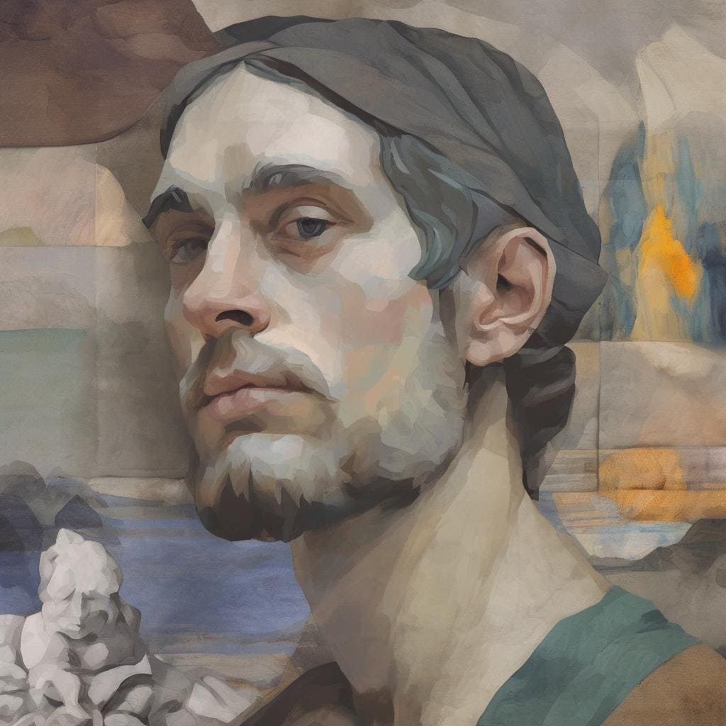 Νεαρός άνδρας με καπέλο σε καλλιτεχνική ζωγραφική, ανακάλυψη καλλιτεχνικών κόσμων, σύγχρονη τέχνη, ποικιλία στυλ και χρωμάτων, δημιουργικότητα, τέχνη και πολιτισμός.